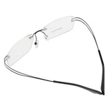 Maxbell Maxbell Lightweight Memory Metal Rimless Glasses Eyeglasses Spectacles Frame Black