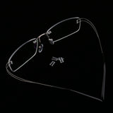 Maxbell Maxbell Lightweight Memory Metal Rimless Glasses Eyeglasses Spectacles Frame Silvery