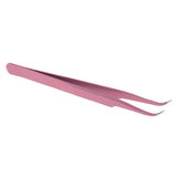 Maxbell Maxbell Stainless Steel False Eyelash Extension Tweezers Clip Curved Head Pink