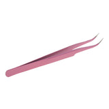 Maxbell Maxbell Stainless Steel False Eyelash Extension Tweezers Clip Curved Head Pink