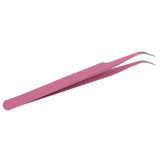 Maxbell Maxbell Stainless Steel False Eyelash Extension Tweezers Clip Curved Head Pink