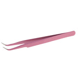 Maxbell Maxbell Stainless Steel False Eyelash Extension Tweezers Clip Curved Head Pink
