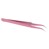 Maxbell Maxbell Stainless Steel False Eyelash Extension Tweezers Clip Curved Head Pink