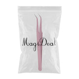 Maxbell Maxbell Stainless Steel False Eyelash Extension Tweezers Clip Curved Head Pink