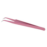 Maxbell Maxbell Stainless Steel False Eyelash Extension Tweezers Clip Curved Head Pink
