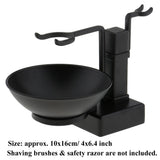 Men Beards Moustache Shaving Brush Bowl Stand Holder Set Kit Alloy + Wood