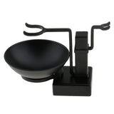 Men Beards Moustache Shaving Brush Bowl Stand Holder Set Kit Alloy + Wood