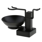 Men Beards Moustache Shaving Brush Bowl Stand Holder Set Kit Alloy + Wood