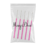 Maxbell Maxbell 5 Pieces Pulling Hook Needle Tools for Micro Ring Hair Extensions Rose Red