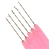 10 Pieces Pulling Hook Needle Tools for Micro Ring Hair Extension Pink+Black