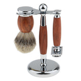 Maxbell Maxbell Luxury Shaving Set Rosewood Safety Shaver Shave Brush Alloy Stand Holder