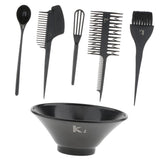 Maxbell Maxbell 6 Pieces Hair Color Dye Bowl Highlight Comb Brush Tint Coloring Kit Black