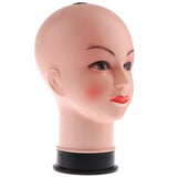 Maxbell PVC Female Bald Mannequin Head Model Wig Making Hat Glasses Display Stand 1#