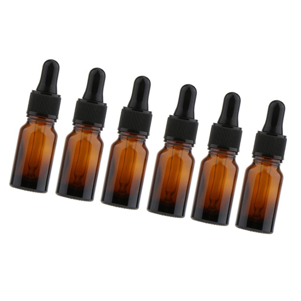 Maxbell Maxbell 6 Empty Glass Refill Eye Dropper Bottles Essential Oil Perfume Pipette Vials 10ml