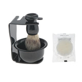 Maxbell Maxbell 4 In 1 Salon Bristle Hair Shaving Brush with Black Plastic Soap Mug Bowl and Shaving Brush Holder Stand Shave Soap Travel Set for Salon Barber Men