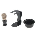 Maxbell Maxbell 4 In 1 Salon Bristle Hair Shaving Brush with Black Plastic Soap Mug Bowl and Shaving Brush Holder Stand Shave Soap Travel Set for Salon Barber Men