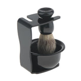 Maxbell Maxbell 4 In 1 Salon Bristle Hair Shaving Brush with Black Plastic Soap Mug Bowl and Shaving Brush Holder Stand Shave Soap Travel Set for Salon Barber Men