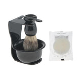 Maxbell Maxbell 4 In 1 Salon Bristle Hair Shaving Brush with Black Plastic Soap Mug Bowl and Shaving Brush Holder Stand Shave Soap Travel Set for Salon Barber Men