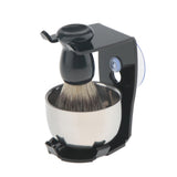 Maxbell Maxbell 3 In 1 Salon Bristle Hair Shaving Brush Soap Mug Bowl Shave Stand Travel Set