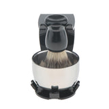 Maxbell Maxbell 3 In 1 Salon Bristle Hair Shaving Brush Soap Mug Bowl Shave Stand Travel Set