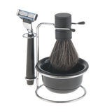 Maxbell Maxbell 4 In 1 Shaving Grooming Set Bristle Hair Shaving Brush Stand Mug Bowl for Men
