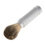 Maxbell Maxbell Silver Shaving Brush in Travel Tube Beard Moustache Full Size Shave Brush Tool in Aluminum Metal Tube Case Lightweight