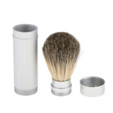 Maxbell Maxbell Silver Shaving Brush in Travel Tube Beard Moustache Full Size Shave Brush Tool in Aluminum Metal Tube Case Lightweight