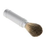 Maxbell Maxbell Silver Shaving Brush in Travel Tube Beard Moustache Full Size Shave Brush Tool in Aluminum Metal Tube Case Lightweight