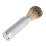 Maxbell Maxbell Silver Shaving Brush in Travel Tube Beard Moustache Full Size Shave Brush Tool in Aluminum Metal Tube Case Lightweight