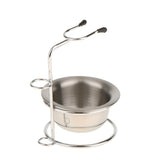 Maxbell Maxbell Alloy Shaving Brush Stand Holder + Stainless Steel Shave Mug Bowl Set
