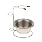 Maxbell Maxbell Alloy Shaving Brush Stand Holder + Stainless Steel Shave Mug Bowl Set