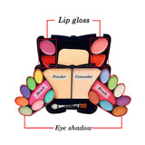 Maxbell Maxbell Makeup Eyeshadow Lip Gloss Concealer Powder Palette Brushes Kit White-Gold