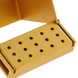 Maxbell 15 Holes Stainless Steel Dental Burs Holder Block Case Sterilizer Box Gold