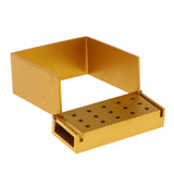 Maxbell 15 Holes Stainless Steel Dental Burs Holder Block Case Sterilizer Box Gold