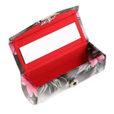 Maxbell Flower Leather Lipstick Lip Gloss Case Storage Box Makeup Holder Black