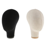 Maxbell 2pcs Mannequin Canvas Block Head Wig Toupee Hat Display W/ Mount Hole 21"