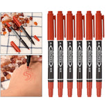 Maxbell 18 Pcs Tattoo Pen Tattoo Skin Marker Marking Scribe Pen Black Blue Red Color