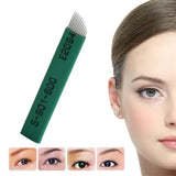 50pcs 12 Pin Needle Eyebrow Permanent Makeup Tattoo Microblading Blade Green