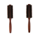 Maxbell 2PCS Wooden Handle Bristle Nylon Hair Care Round Brush Anti Hair Loss Comb