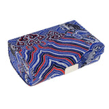 Maxbell 2x Embroidery Jewelry Makeup Double Lipstick Holder Case w/ Mirror Blue Red