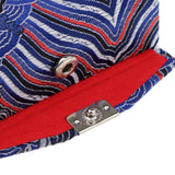 Maxbell 2x Embroidery Jewelry Makeup Double Lipstick Holder Case w/ Mirror Blue Red