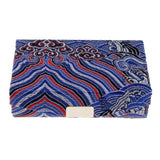 Maxbell 2x Embroidery Jewelry Makeup Double Lipstick Holder Case w/ Mirror Blue Red