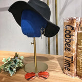 Maxbell 2pcs Suede Cork Mannequin Head Hat Rack Wig Display Holder W/ Metal Stand