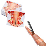 Maxbell Maxbell 100 Pcs Nail Art Tips Form Guide Sticker Polish DIY Stencil Tool Orange