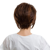 Maxbell Women Short Wigs Human Hair Marron  Layered Straight Full Wigs Heat OK