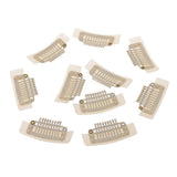 Maxbell Maxbell 10 Pieces 9 Teeth Snap-Comb Wig Hair Extension Clips with Rubber Back White
