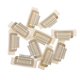 Maxbell Maxbell 10 Pieces 9 Teeth Snap-Comb Wig Hair Extension Clips with Rubber Back White