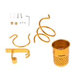 Maxbell Maxbell Wall Mount Hair Dryer Hanging Spiral Rack Blow Dryer Holder w/ Cup Bathroom Gold