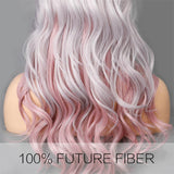 Maxbell 25'' Women Black Gradient Beige Long Synthetic Wig Curly Wave Front Lace Wig