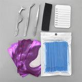 Maxbell Maxbell False Eyelashes Extensions Kit Eye Gel Pad Micro Brushes Tweezers Set Blue